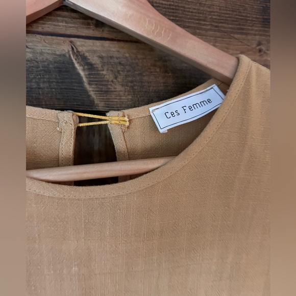 SOLD Ces Femme mustard lace golden fall dress M - Picture 4 of 5